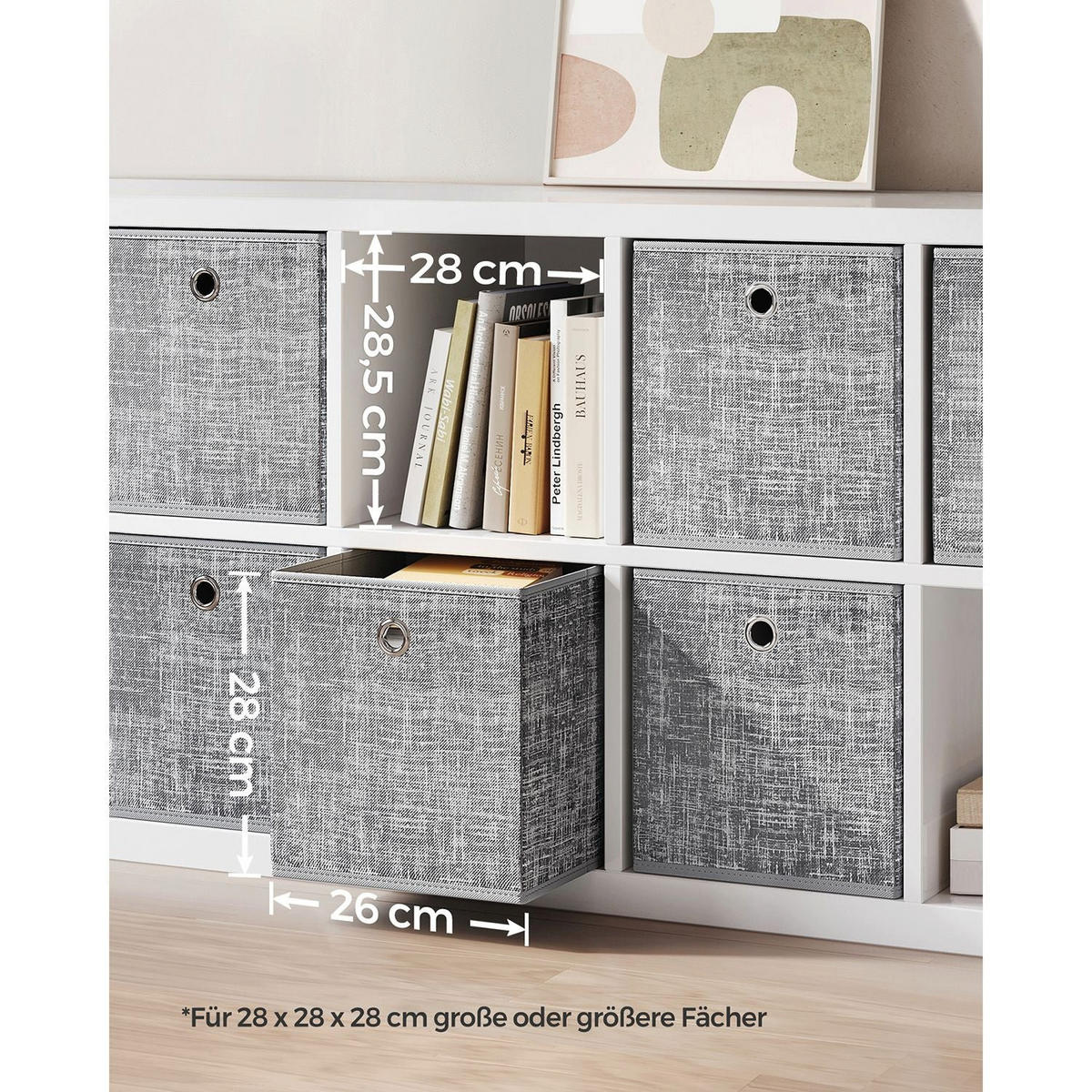 AUFBEWAHRUNGSBOX TIRANA 6ER-SET - Grau, Textil (26/28/26cm) - Hansiro