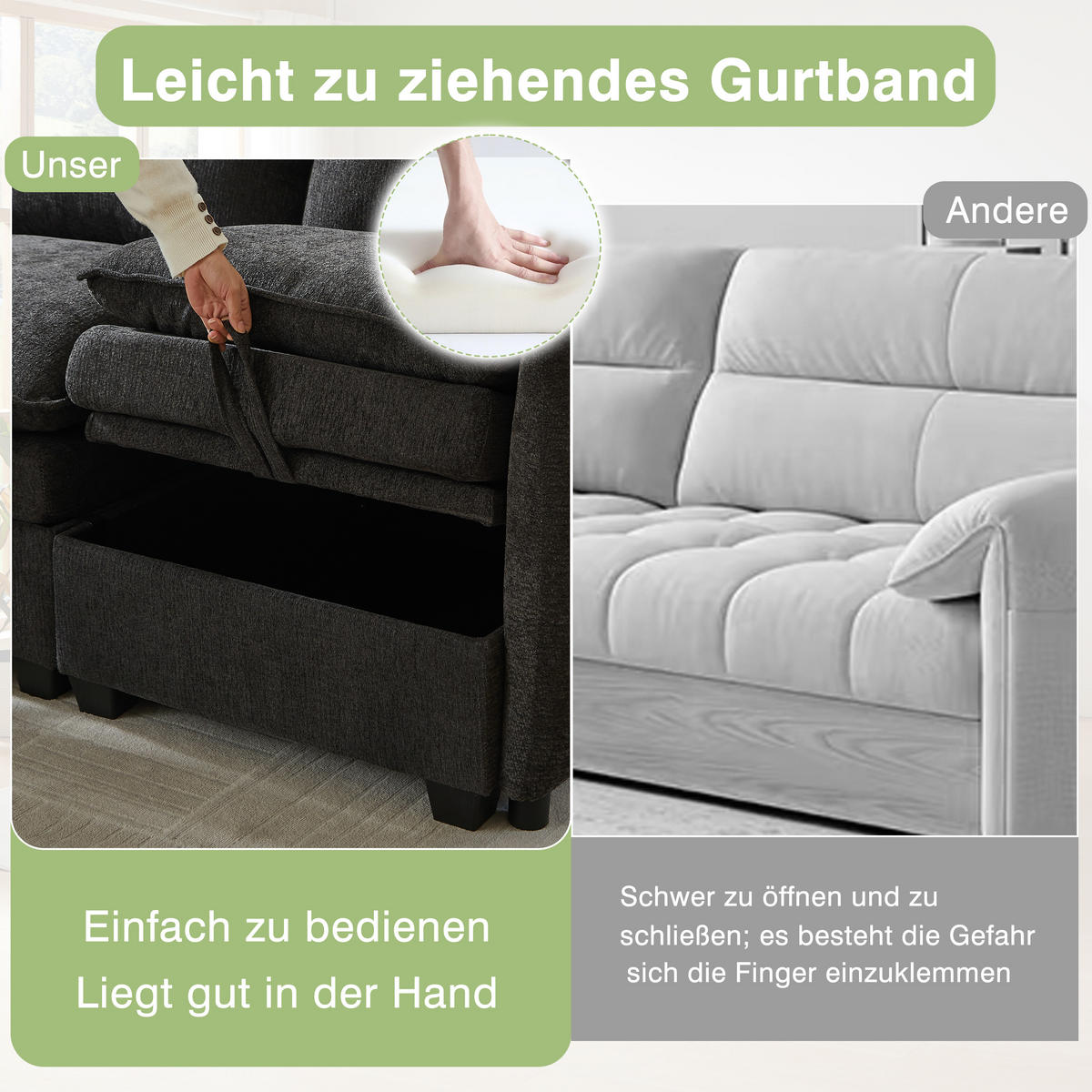 WOHNLANDSCHAFT 281/147/89 cm Grau mit 2 Fußhocker - Grau, Textil (281/89/147cm) - Oxeza