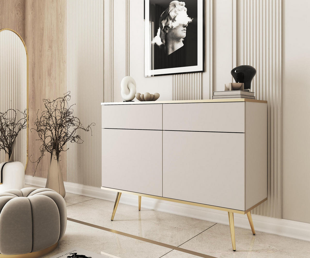 SIDEBOARD ORO Beige 107x39x85 cm - Beige, Holzwerkstoff (107/85/39cm) - FURNLUX