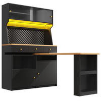 HIGHBOARD DE-38381 137/74/177 cm mit Schreibtisch und LED-Beleuchtung Schwarz - Schwarz, Holzwerkstoff (74/137/177.7cm) - ComfortXL