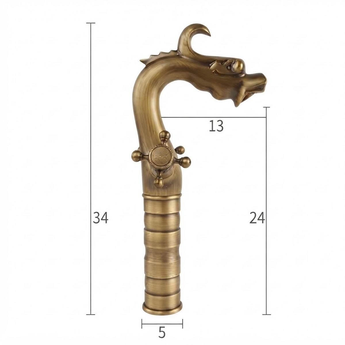 WASCHTISCHARMATUR, 34 x 15 cm, gold - Goldfarben, Metall (40/10/25cm) - Vallsero