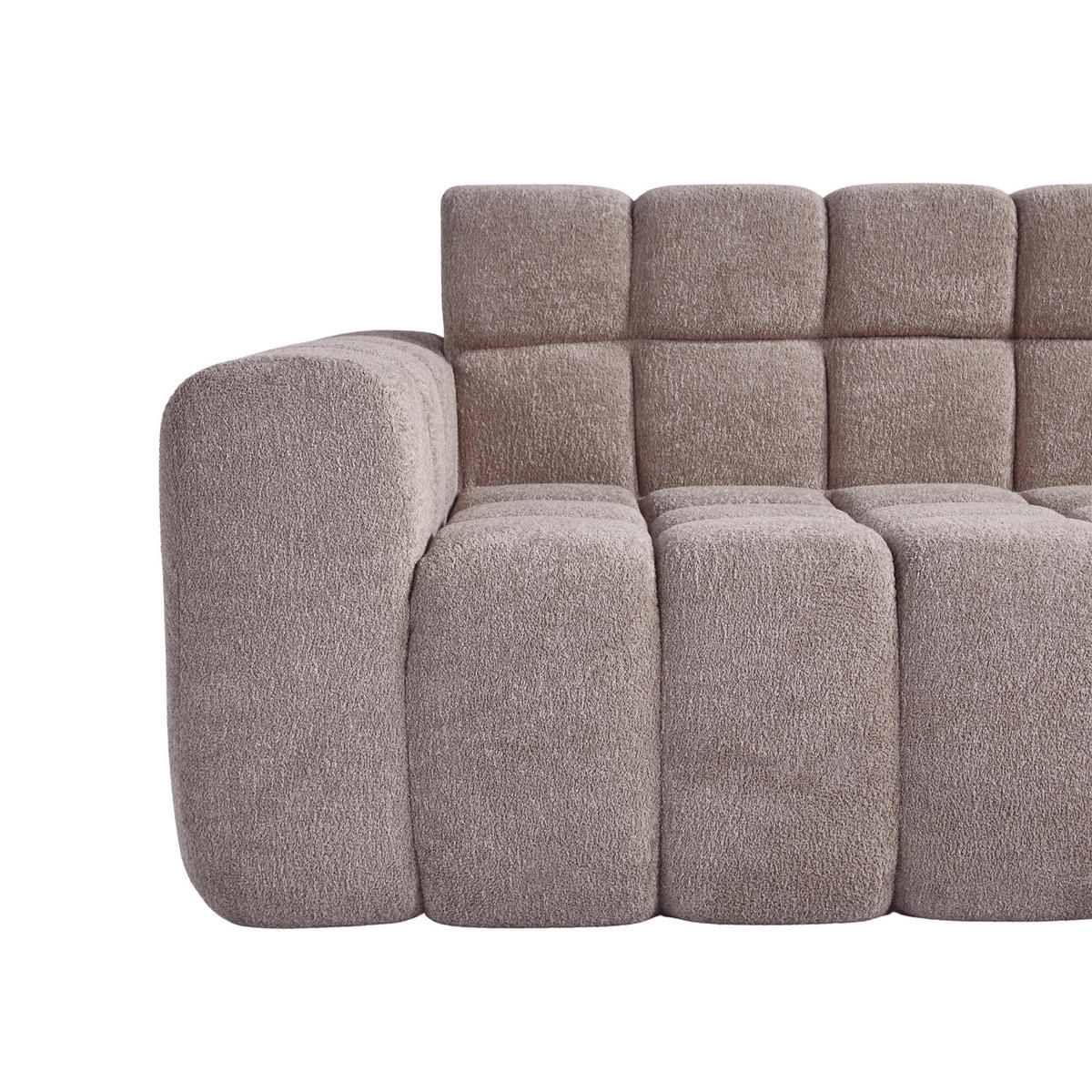 ECKSOFA L-Form 3-Sitzer in Taupe aus Samt mit recht Chaiselongue - Taupe, Textil (249.94/149.1cm) - CHICFURN