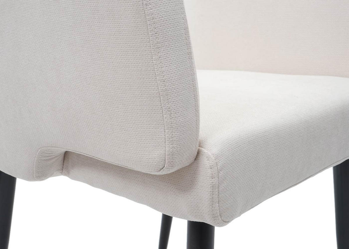 ESSZIMMERSTUHL 77x57x56cm Sitzhöhe 48cm Stoff/Textil Metall Creme-Weiß Polsterstuhlmit Armlehne - Creme, Textil (57/77/56cm) - CHEFGASTRO