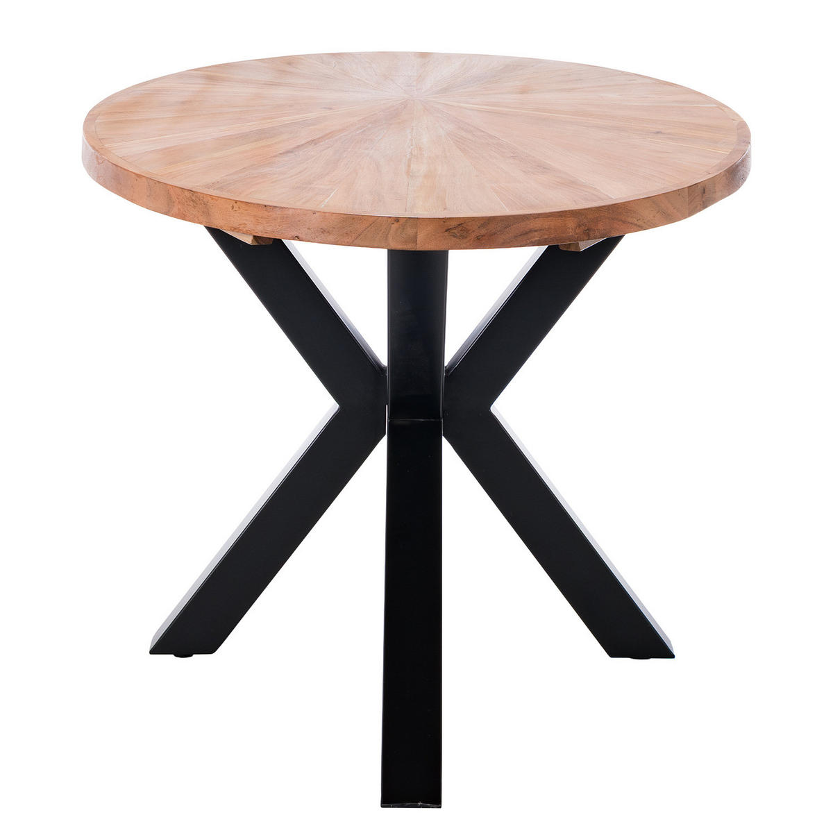 ESSTISCH mit Massivholzplatte - Akazie massiv / Eisen - Akazie Braun / Schwarz - Akaziefarben, Holz/Metall (90/160/76cm) - home24
