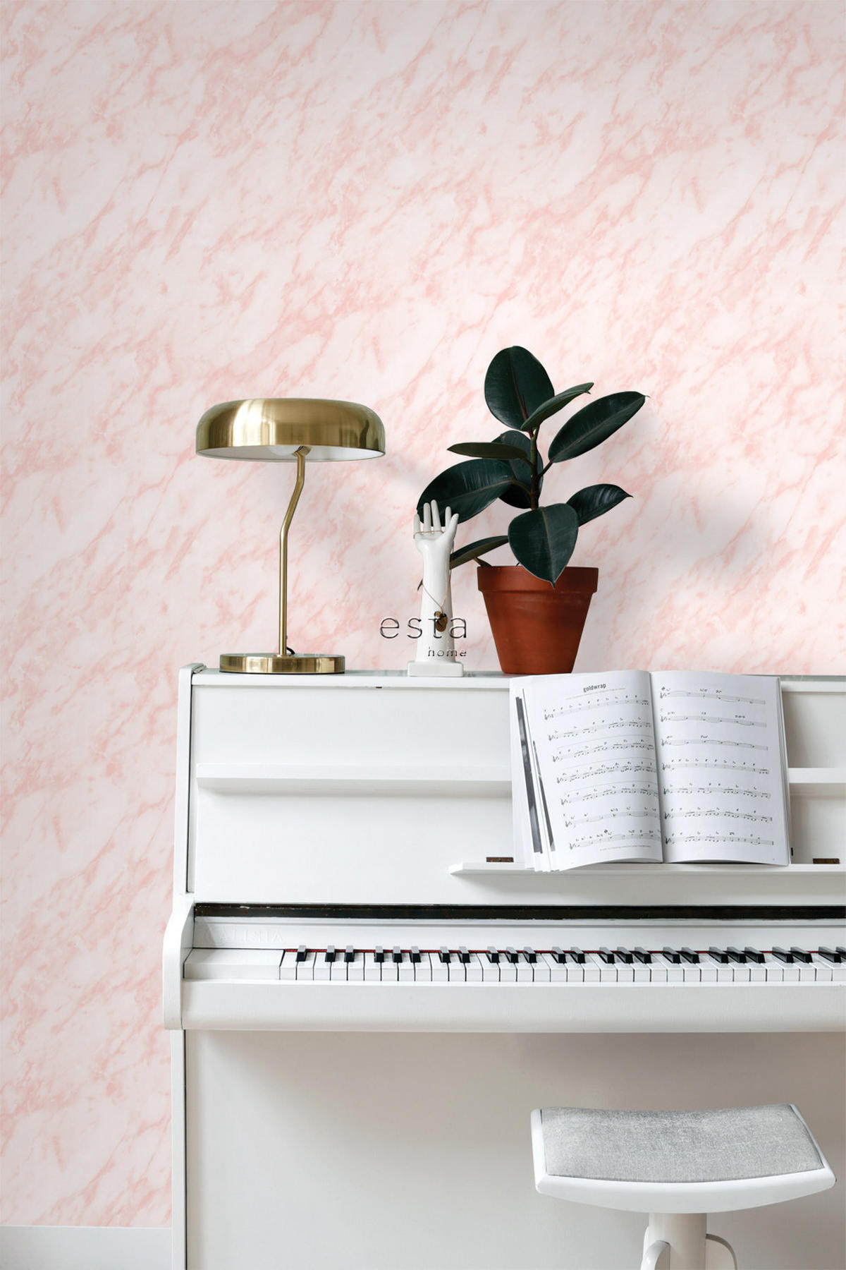TAPETE Marmor-Optik 53 cm x 10.05 m - Pink, Papier (53/1000cm) - ESTAhome