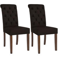 STUHL 2er Set Samt Braun - Walnussfarben/Braun, Holz/Textil (45/98/63cm) - CLP