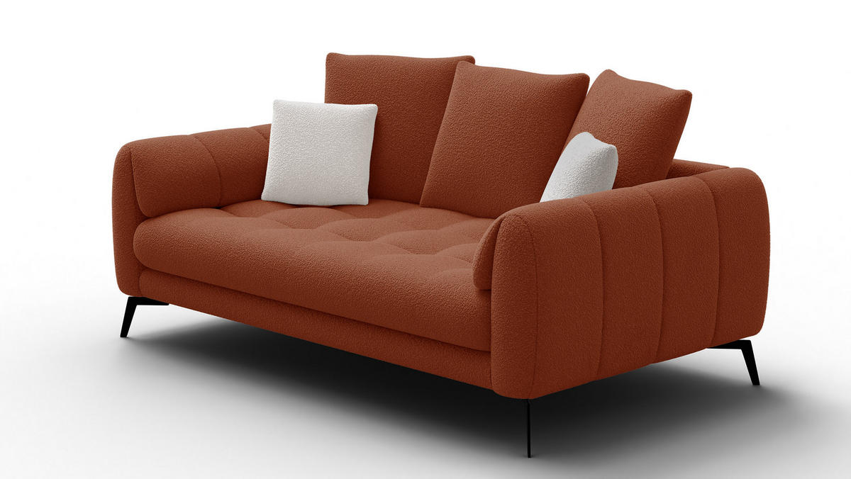 SOFA CALME 2,5-Sitzer, dunkelorange - Dunkelorange, Holz/Textil (199/92/108cm) - Courtois Laville