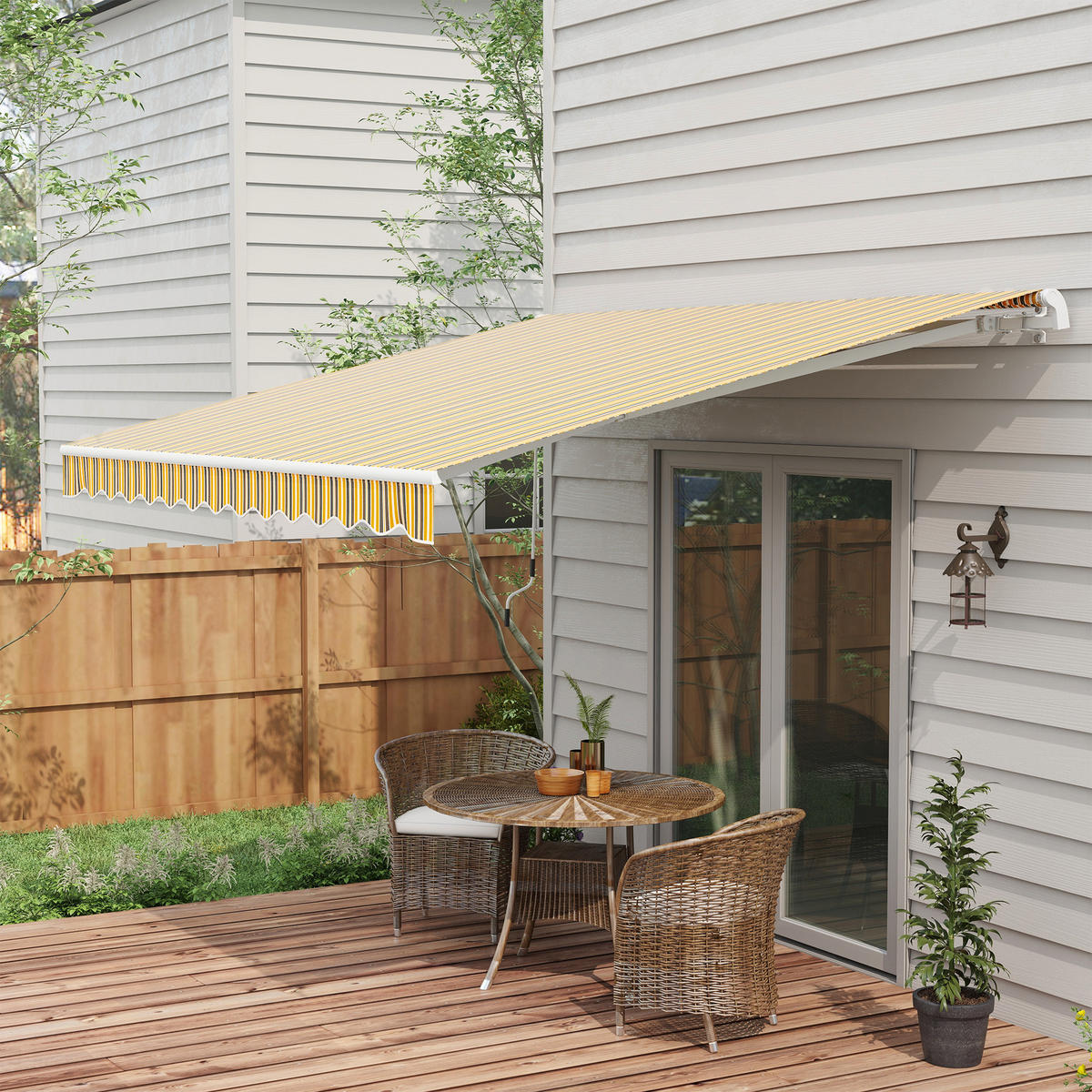 MARKISE Alu+Polyester Gelb+Grau - Gelb/Grau, Kunststoff/Metall (250/1/350cm) - Outsunny