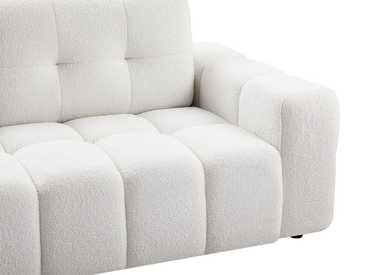 SOFA 3-Sitzer - Bouclé-Stoff - Weiß - SOPELANA - Weiß, Textil (220/78/100cm) - Vente-Unique