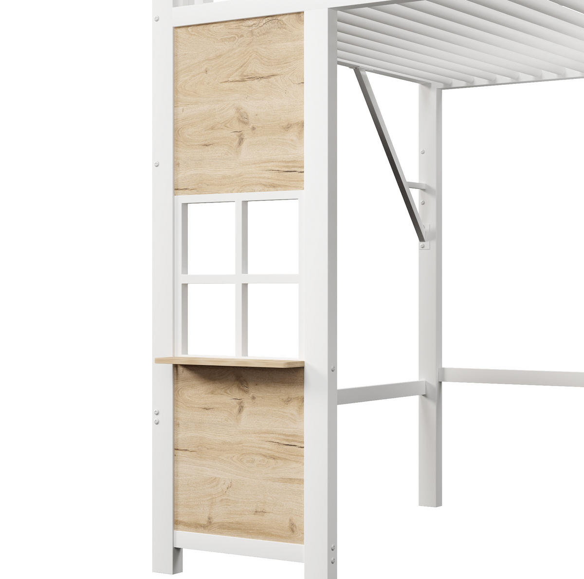 HOCHKBETT 140/200 cm Weiß mit Stauraum - Weiß, Metall (140/200cm) - MIVRAY