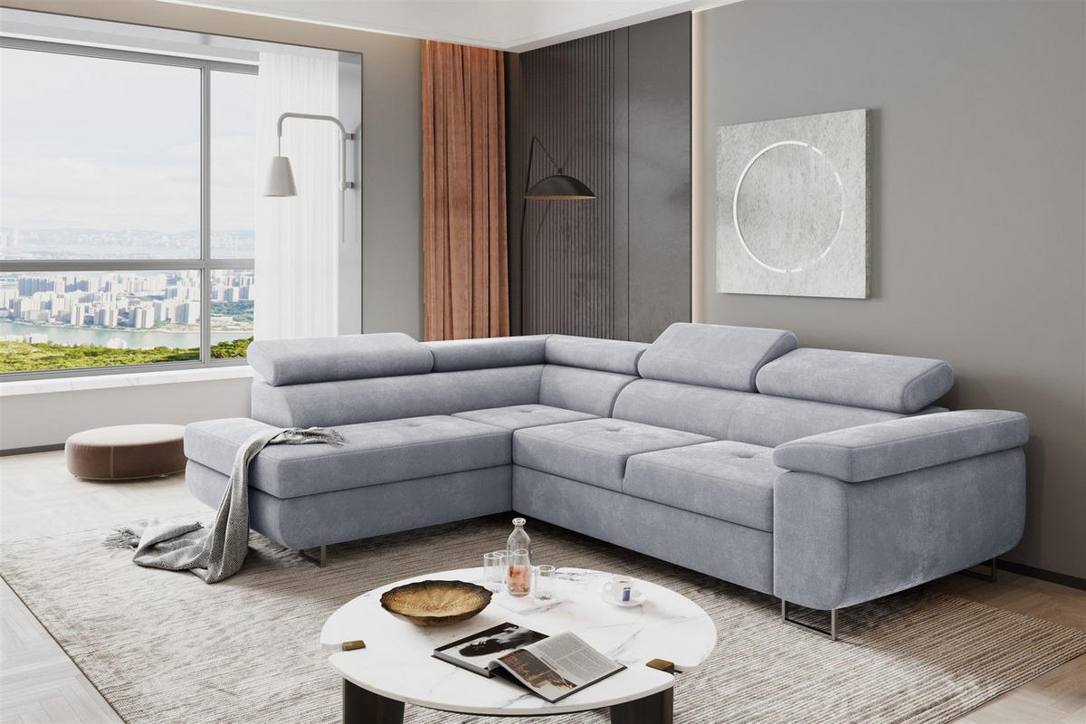 ECKSOFA Jade Mit Schlaffunktion - Hellgrau, Holzwerkstoff/Textil (202/275cm) - Fun Möbel