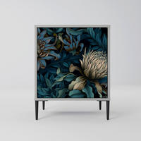 SIDEBOARD TWILIGHT BLOOM, Grau, 57,5x42x72,5 cm, Schwarze Metallfüße - Multicolor/Schwarz, Holzwerkstoff/Metall (57.5/72.5/42cm) - SpaceRebels