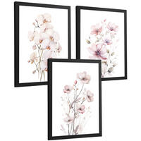POSTER 3er-Set Wandbilder Orchidee Rosa modern Wohnzimmer Deko, Schlafzimmer, Küche, Badezimmer Rahmenlos A4 - Schwarz, Papier (29.7/1/21cm) - Nacnic