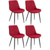 STUHL 4er Set Samt rot - Rot/Schwarz, Textil/Metall (51/80/60cm) - CLP