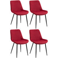 STUHL 4er Set Samt rot - Rot/Schwarz, Textil/Metall (51/80/60cm) - CLP