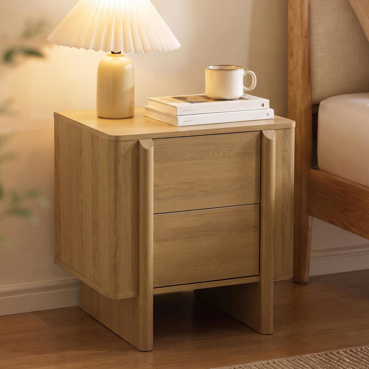 NACHTTISCH Modern im Nordischen Stil,Eichenfarben, Holz-Optik Eiche | B55 x T40 x H60 cm - Eichefarben, Holz (55/60/40cm) - Hometopia