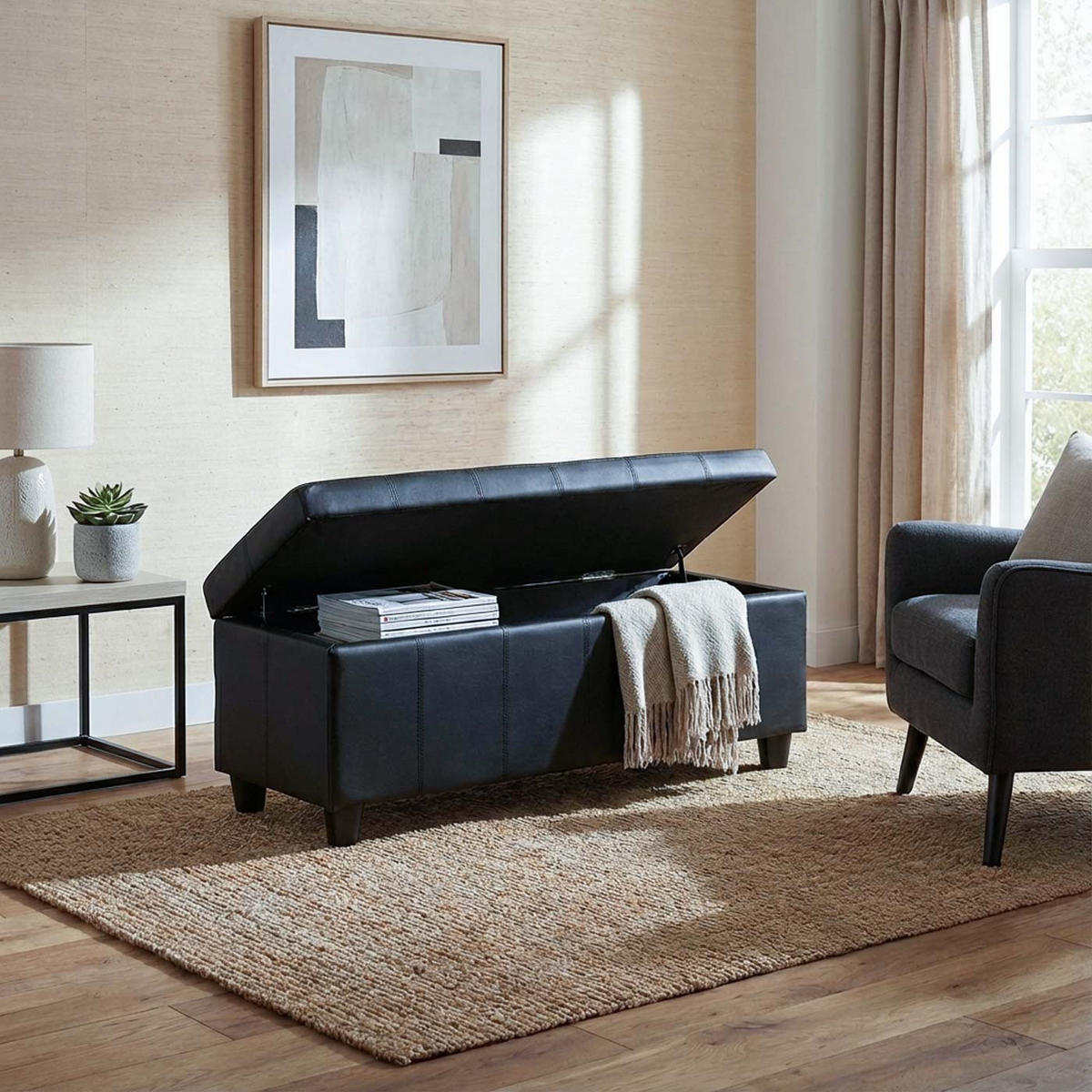 AUFBEWAHRUNGS-TRUHE Schwarz - Schwarz, Textil (114/45/45cm) - MCW