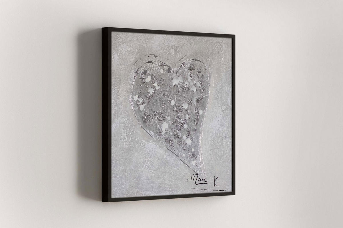 ACRYLBILD HANDGEMALT 30/30 cm - Silberfarben, Holz/Textil (0.34/30cm) - KUNSTLOFT