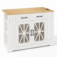 KÜCHENINSEL DE-41308 120/40-65/92 cm mit klappbarem Esstisch und Glastüren Weiß - Weiß, Holzwerkstoff (120/92/65cm) - ComfortXL