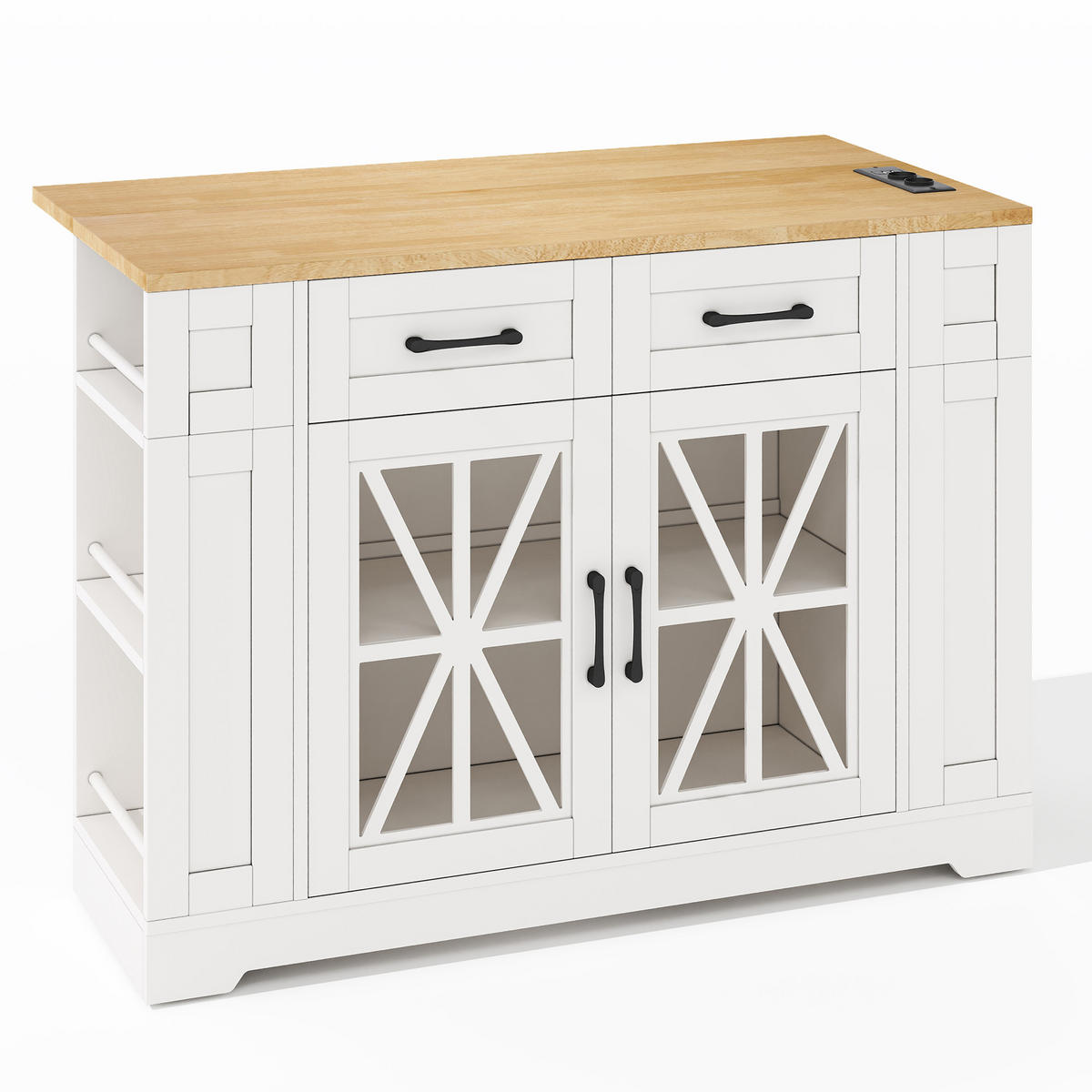 KÜCHENINSEL 120/40/92 cm weiß/natur aus MDF mit Klapptisch - Weiß, Holzwerkstoff (120/92/65cm) - OKWISH