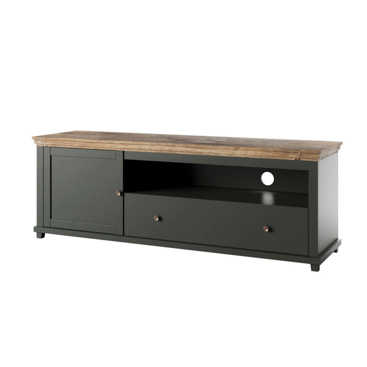 TV-MÖBEL Martin Grün und Holz - Grün, Holzwerkstoff (181/61/49cm) - Petits-meubles