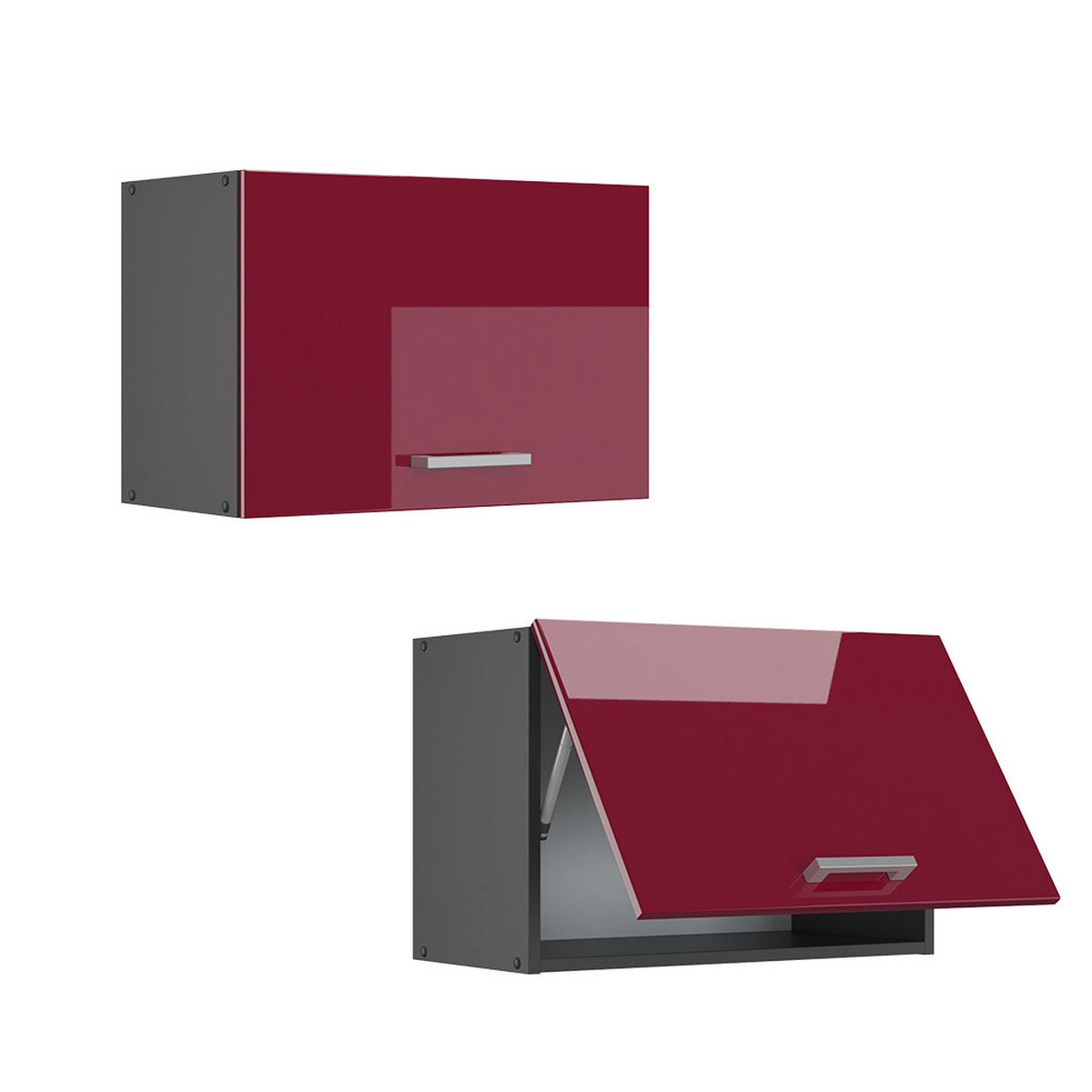 HÄNGESCHRANK R-Line Rot Hochglanz 60 cm Flach - Anthrazit/Rot, Holzwerkstoff (60/40/31cm) - Vicco