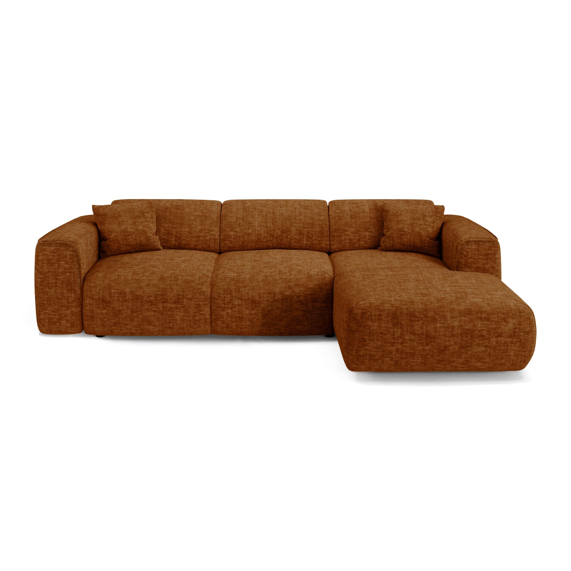 ECKSCHLAFSOFA Texturierter Samt Braun 283cm - Braun, Textil (283/180cm) - Sia Home