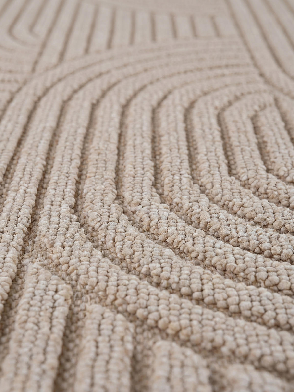 TEPPICH Flachgewebe LANGAU in Beige, mit geometrischen Bögen, 140 x 200 cm - Beige, Textil (140/200cm) - KADIMA DESIGN
