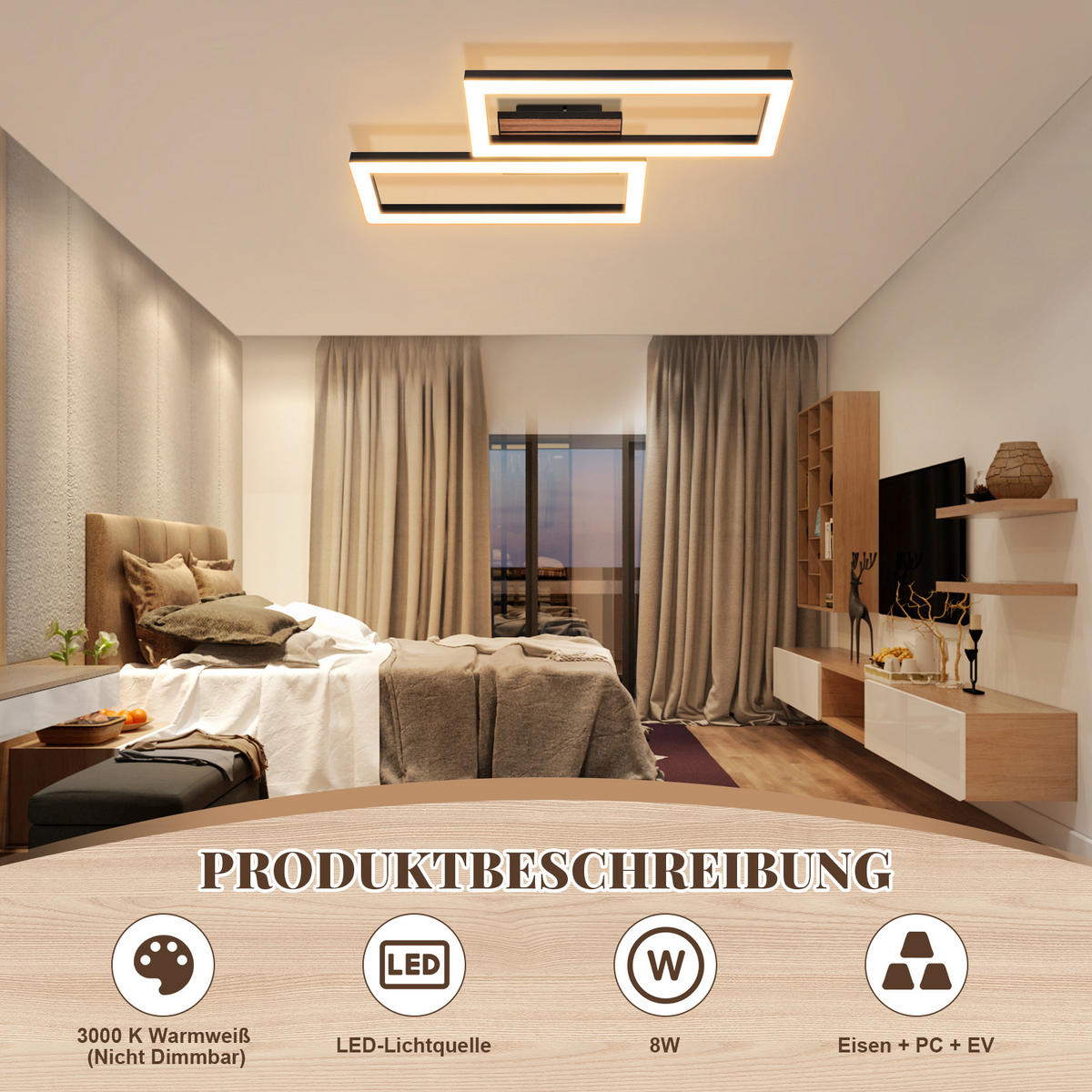 LED DECKENLEUCHTE Evoris 49/27/6 cm - Schwarz, Kunststoff/Metall (49/27/6cm) - ZMH