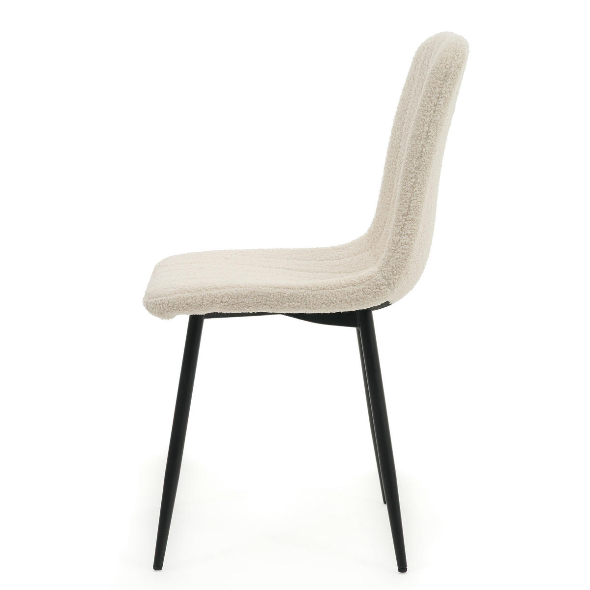 STUHL GELA gepolstert mit Steppung - hellbeige - Boucle TEDDY - Ecru/Schwarz, Textil/Metall (45/89/53cm) - NEW HOME