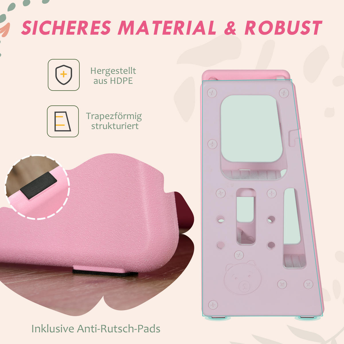 KINDER-TRITTHOCKER, Rosa, HDPE - Rosa, Kunststoff (47/90/47cm) - HOMCOM