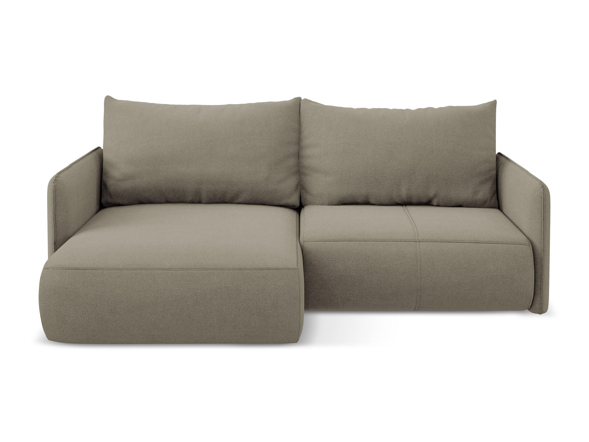 ECKSOFA mit Schlaffunktion Strukturstoff Stoff Beige - Beige/Schwarz, Kunststoff/Textil (148/207cm) - Makamii