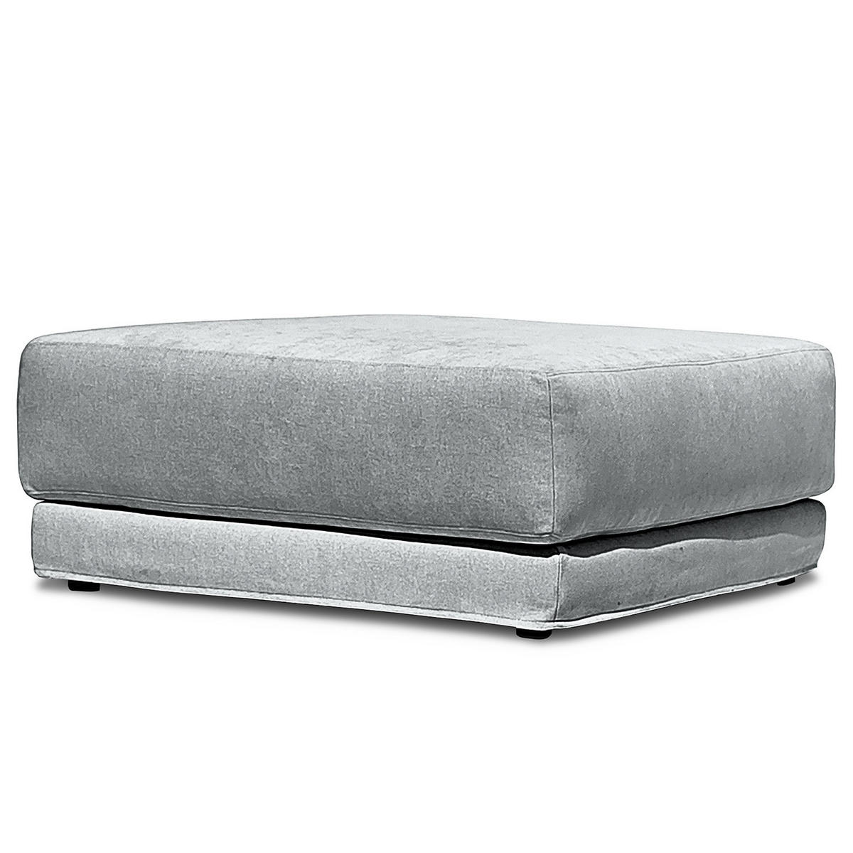 POLSTERHOCKER mit Wechselbezug - Webstoff - Hellgrau/Schwarz, Holz/Kunststoff (92/45/92cm) - home24