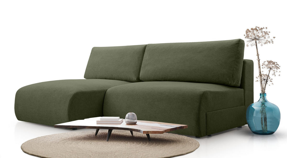ECKSOFA mit Schlaffunktion Greste, Dunkelgrün - Dunkelgrün, Textil (150/223cm) - Meblito