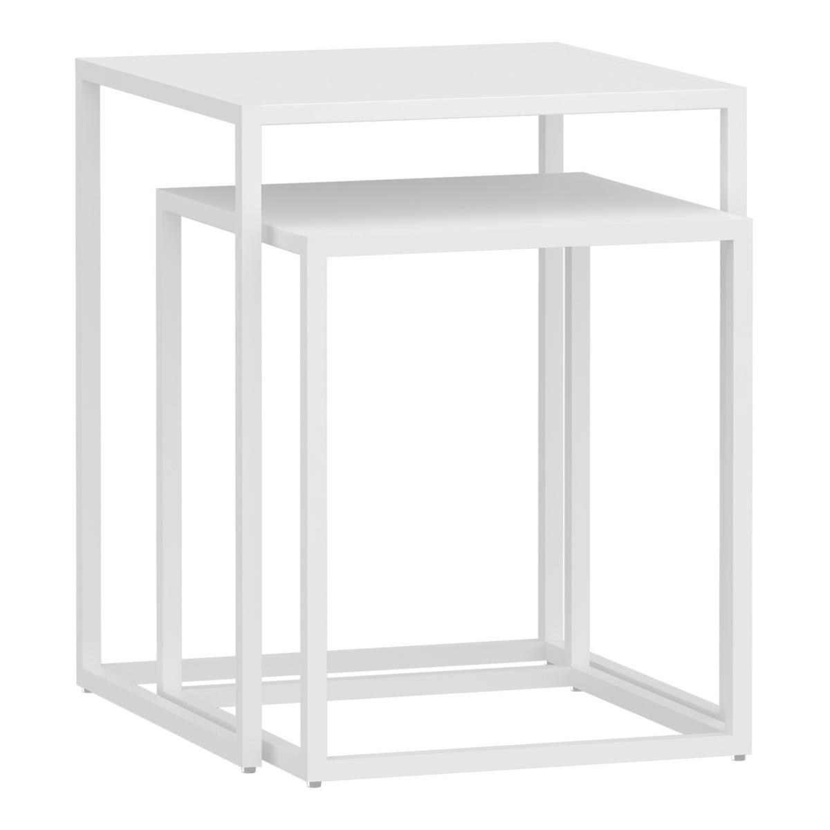 BEISTELLTISCH-SET 2 TLG. Vejen - Weiß, Metall (40/40/49cm) - [en.casa]