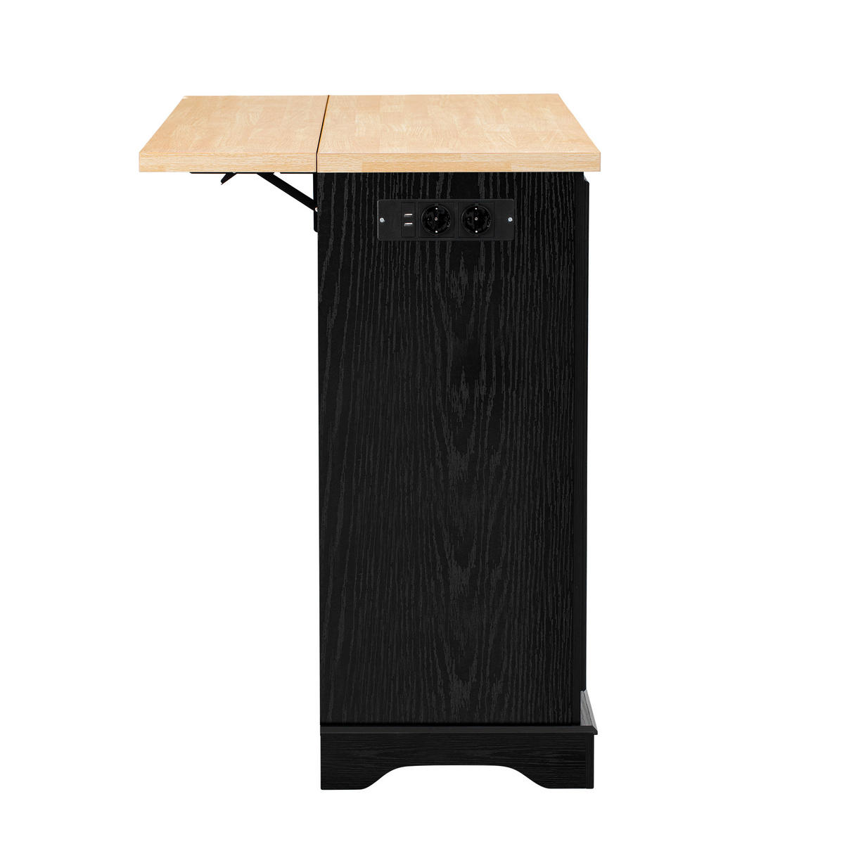 KÜCHENINSEL 130.5/65/92 cm Schwarz mit 5 Schubladen, verstellbaren Einlegeböden und Steckdosenleisten - Schwarz, Holz/Holzwerkstoff (130.5/92/40cm) - Oxeza