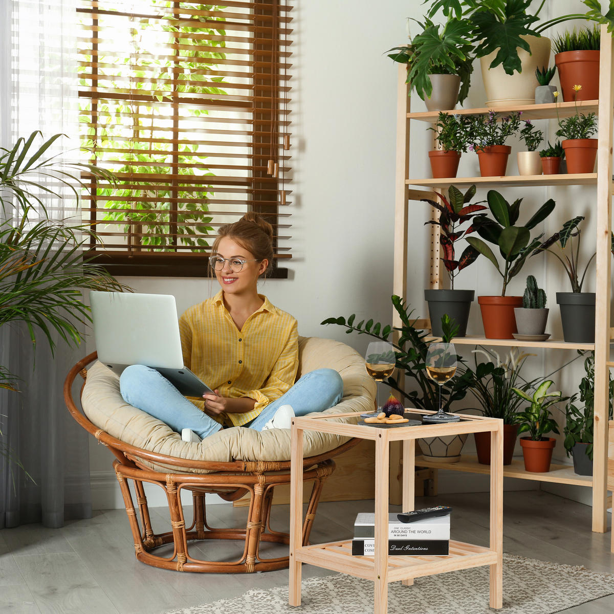 BEISTELLTISCH - Hellbraun, Glas/Holz (40/40/50cm) - Relaxdays