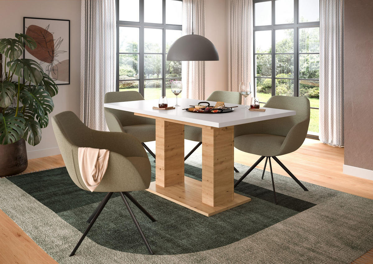 ESSTISCH MOTION (B/H/T: ca. 150/76/90 cm) in Artisan Oak Nachbildung/weiß - Eiche Artisan, Holzwerkstoff (90/150/76cm)