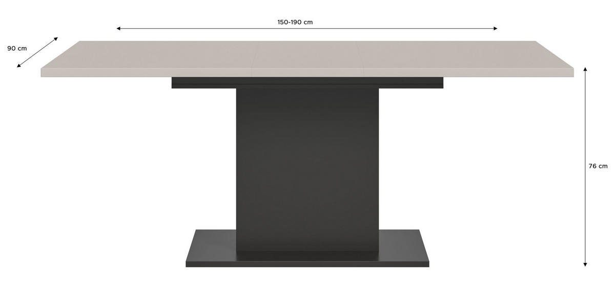 ESSTISCH MOTION (B/H/T: ca. 150/76/90 cm) in grau/Kaschmir - Grau, Holzwerkstoff (90/150/76cm)