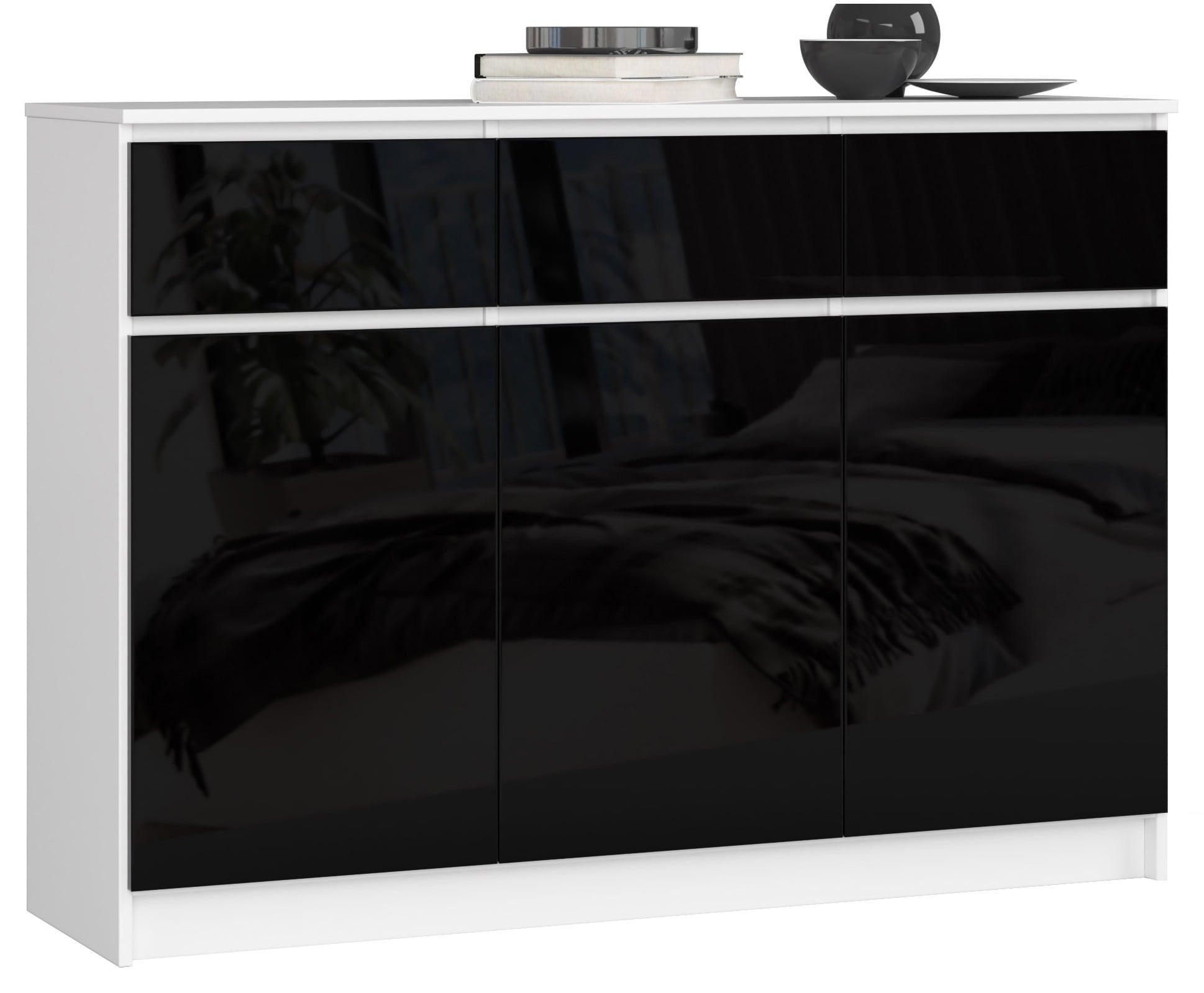 KOMMODE Weiß, Schwarz Glanz 99/138/40 - Weiß, Holzwerkstoff (138/99/40cm) - RAUMHIRSCH FURNITURE