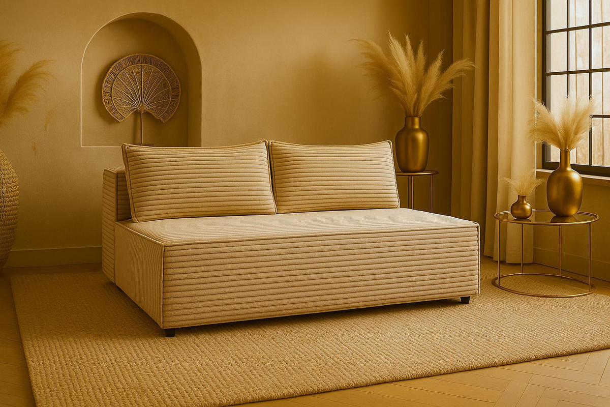 SCHLAFSOFA mit Bettkasten DUO, Stoff Velo, Beige - Beige, Holz (198/89/90cm) - Kaiser Möbel