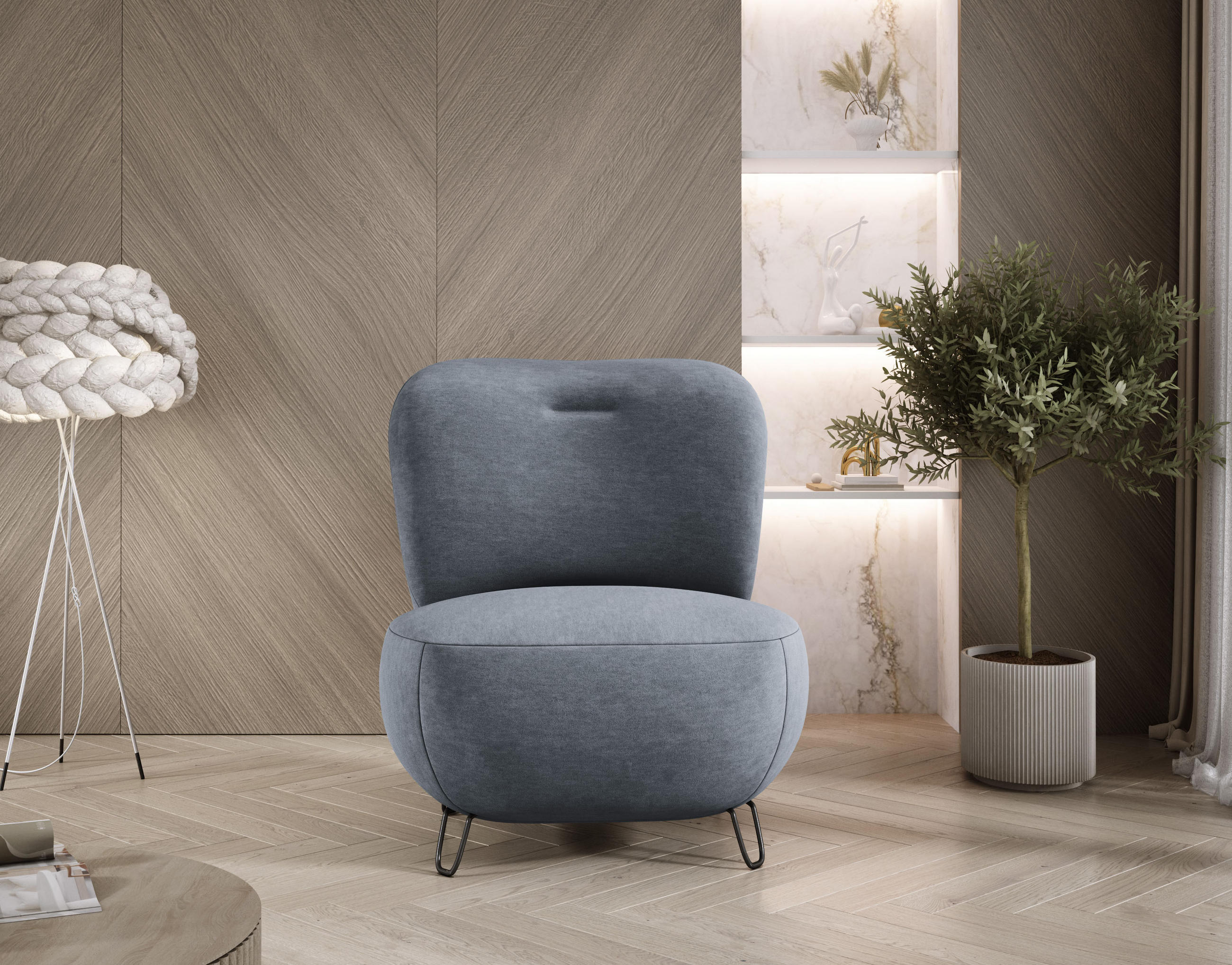 SESSEL LUIS, Skandinavischer Stil – Freistehend, 82×56×82 cm, GRAU - Schwarz/Grau, Holz/Textil (82/82/66cm) - DomoHome