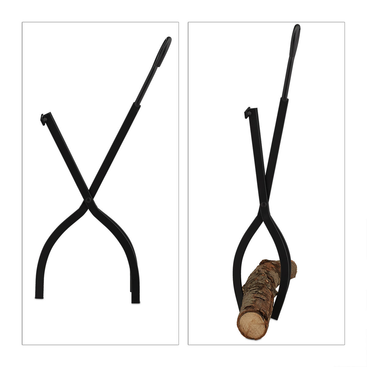 KAMINBESTECK - Schwarz, Metall (25/57/18cm) - Relaxdays