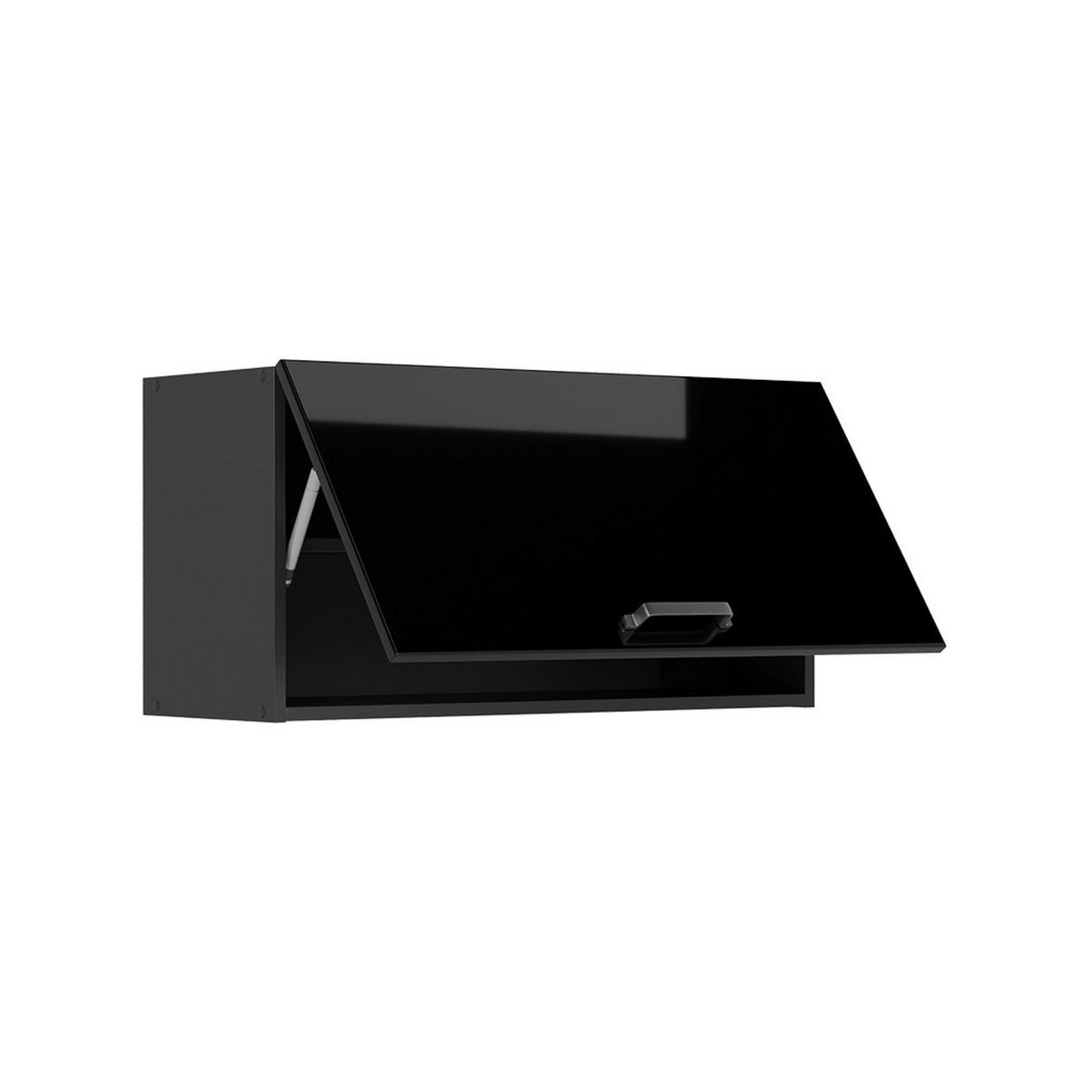 HÄNGESCHRANK R-Line, Schwarz Hochglanz/Anthrazit, 80 cm Flach - Schwarz Hochglanz/Anthrazit, Holzwerkstoff (80/40/31cm) - Vicco