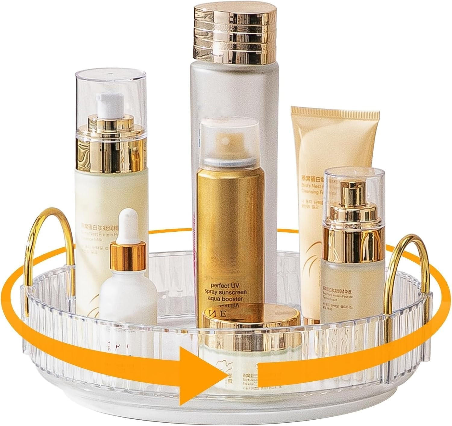KOSMETIK-ORGANIZER, drehbar,Transparent,23/23/10.5cm - Transparent, Kunststoff (23/6.5/23cm)
