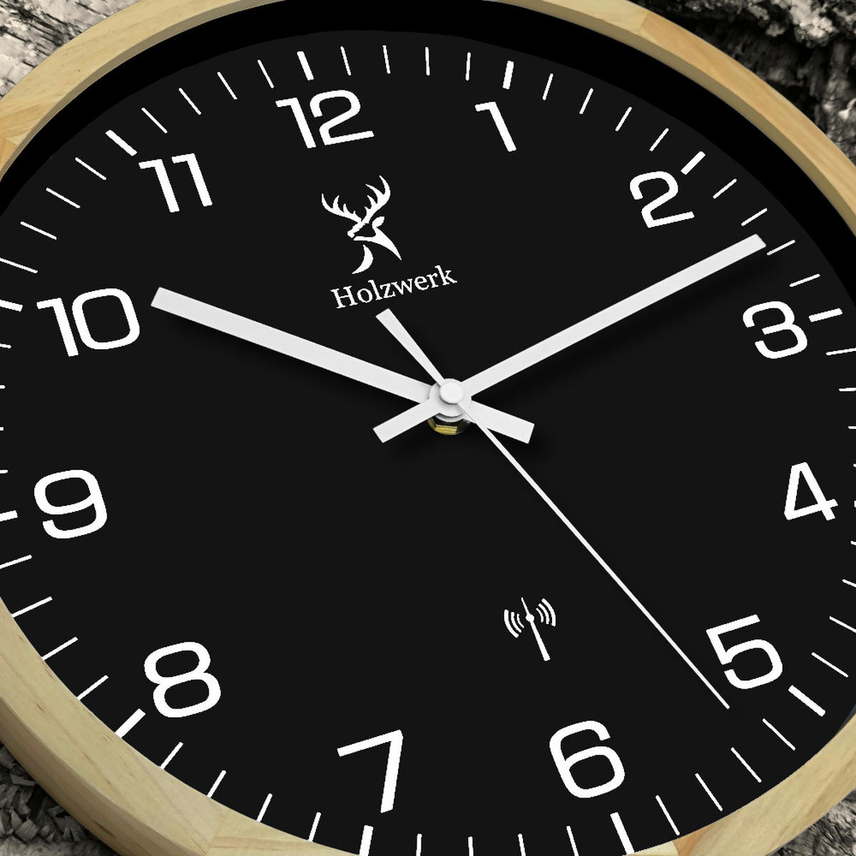 WANDUHR Holz Designer HILDBURG (FUNK) Loft Wand Uhr, beige, schwarz - Beige/Schwarz, Glas/Holz (30/30/4.2cm) - Holzwerk