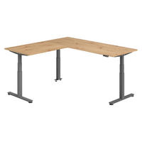 ECKSCHREIBTISCH elektrisch höhenverstellbar L-Form 200/200/74 cm in Wildeiche/Graphitfarben - Wildeiche/Graphitfarben, Holzwerkstoff (200/200/74cm) - bümö