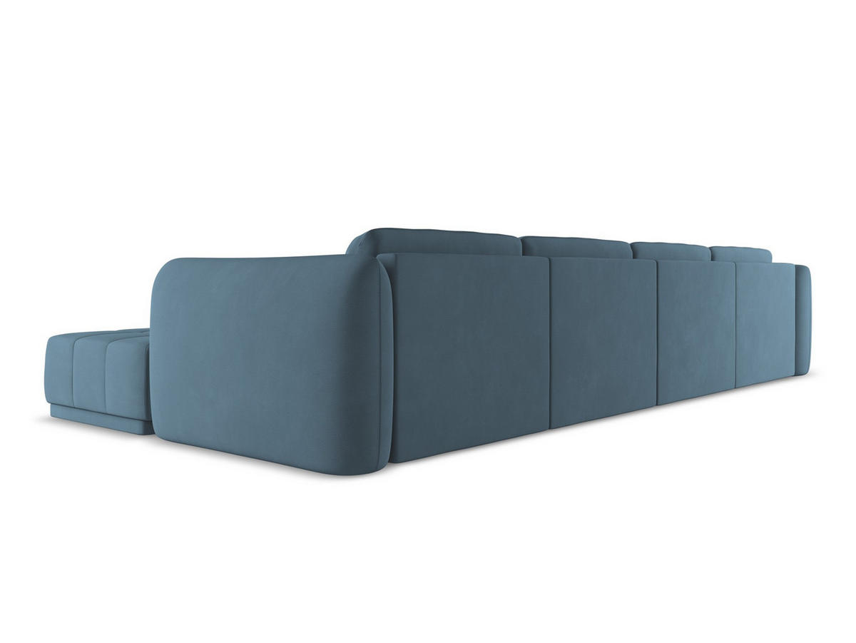 WOHNLANDSCHAFT Chenille Stoff Blau - Blau/Blaugrau, Kunststoff/Textil (370/74/170cm) - Makamii