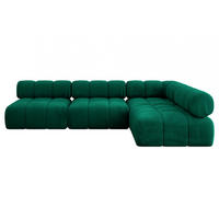 ECKSOFA modulares Sofa Samaro-L2 - 285x190x70 cm Dunkelgrün Velours - Dunkelgrün, Holzwerkstoff/Textil (285/190cm) - ALTDECOR