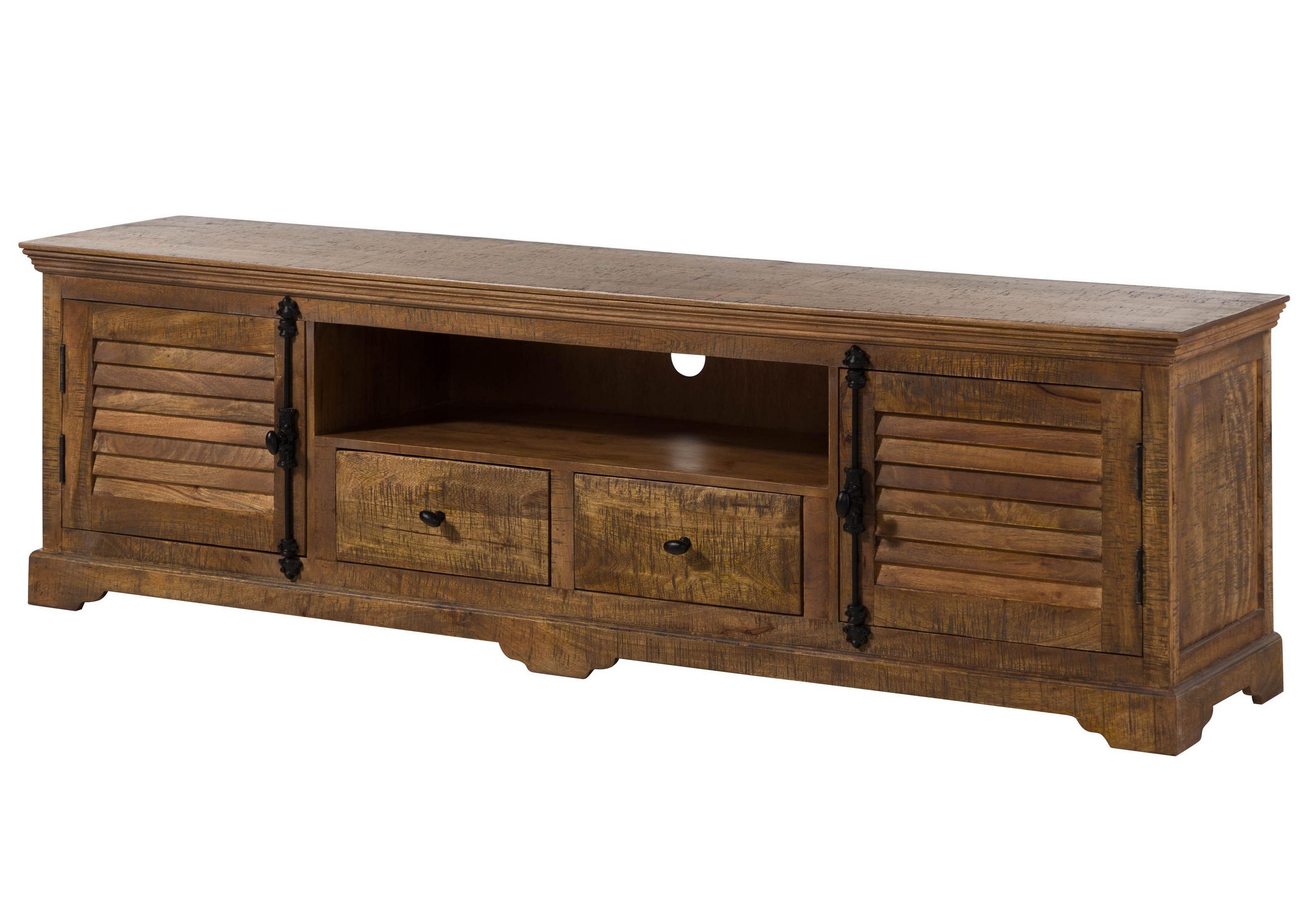 TV-BOARD Mango 200x45x60 dunkelbraun geölt RODEZ #149 - Dunkelbraun, Holz (200/60/45cm) - Massivmoebel24